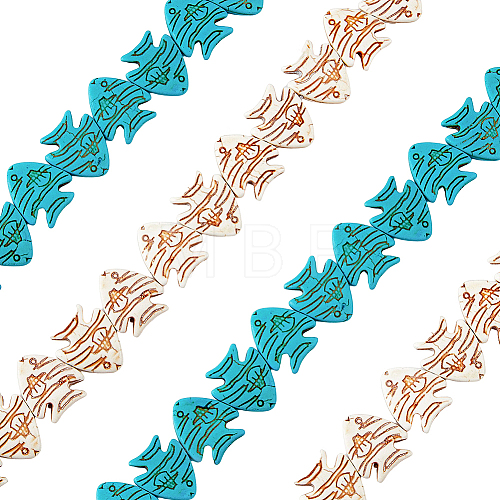 4 Strands 2 Colors Ocean Theme Synthetic Turquoise Beads Strands G-FH0001-94-1
