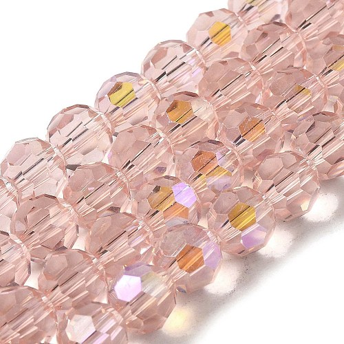 Electroplate Transparent Glass Beads Strands EGLA-A035-T8mm-L20-1