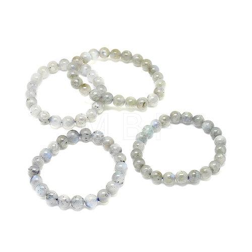 Natural Labradorite Stretch Beaded Bracelets BJEW-G630-B02-1