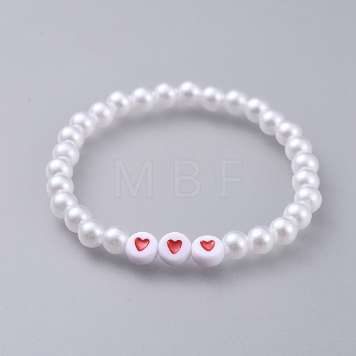 Acrylic Imitated Pearl Stretch Kids Bracelets BJEW-JB04576-1