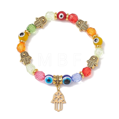 Evil Eye Resin & Acrylic Beaded Stretch Bracelets BJEW-JB10431-1