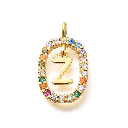 Brass Micro Pave Cubic Zirconia Pendants ZIRC-P123-01G-Z02-1