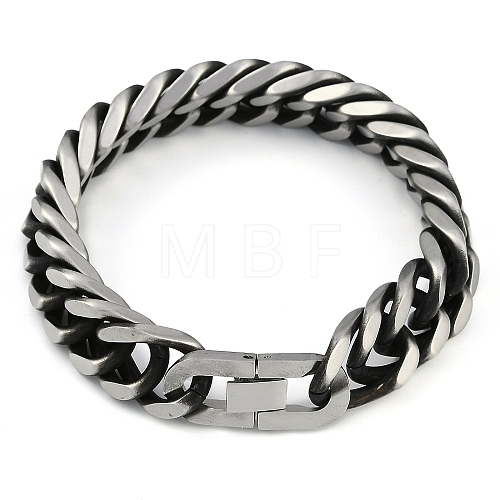 304 Stainless Steel Cuban Link Chain Bracelets for Men BJEW-B102-11AS-1