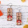 Turkey Pattern Wood Dangle Earrings FS-WGDB545-01-3
