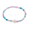 8mm Faceted Round Natural Agate(Dyed & Heated) Beaded Stretch Bracelets BJEW-JB10479-3