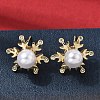 Brass Micro Pave Cubic Zirconia Stud Earring EJEW-H180-08G-3