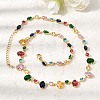 Brass Pave Colorful Cubic Zirconia Geometric Link Chain Necklaces NJEW-C111-03B-3