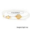 Adjustable White Round Imitation Pearl and Brass Cross Saint Benedict Beaded Bracelets MA5671-4