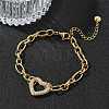 304 Stainless Steel Rhinestone Link Bracelets BJEW-P396-01D-G-2
