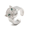 Leopard Cubic Zirconia Open Cuff Ring RJEW-F146-02P-1