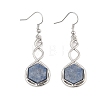 Hexagon Natural Blue Aventurine Dangle Earrings EJEW-K298-01P-07-4