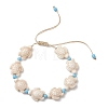 Adjustable Synthetic Turquoise Sea Turtle Beads Braided Bead Bracelets for Women BJEW-JB13584-3