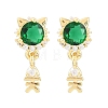 Brass Micro Pave Cubic Zirconia Dangle Stud Earrings EJEW-F405-24G-04-2