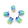 5-Petal Rack Plating Brass Enamel Bead Cap KK-P024-13S-2