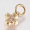 Brass Micro Pave Cubic Zirconia Tiny Cross Charms ZIRC-E147-61G-1