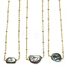 Natural Abalone Shell/Paua Shell Nuggets Pendant 304 Stainless Steel Satellite Chain Necklaces for Women NJEW-JN06092-2