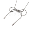 304 Stainless Steel Round Snake Chain Bowknot Pendant Necklaces for Women NJEW-Z050-01P-01-2