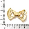 Rack Plating Bowknot Brass Micro Pave Clear Cubic Zirconia Fold Over Clasps KK-H512-09G-3