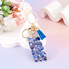 Alloy & Resin Tassel Keychainss AJEW-TADJ0001-20G-05-4