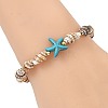 2Pcs Natural Sea Shell & Synthetical Turquoise Beaded Bracelets for Women BJEW-JB13838-2