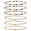 6Pcs Handmade Glass Seed Bead & Brass Beads Stretch Bracelets XZ6120-6-1