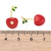 Cherry Brass Enamel Stud Earrings for Women EJEW-G425-02G-5