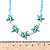 2Pcs 2 Styles Ocean Turtle Starfish Synthetic Turquoise & Natural Pearl & Glass Seed Beaded Necklaces NJEW-JN06130-04-5