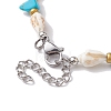 Synthetic Turquoise Chips & Natural Trumpet Shell Beaded Anklets AJEW-AN00585-4