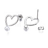Brass Open Heart Stud Earrings with ABS Plastic Pearl for Women EJEW-N011-54P-3