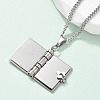 304 Stainless Steel Book Pendant Necklaces for Women NJEW-U037-01A-P-2