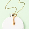 304 Stainless Steel Love Key Pendant Necklaces for Women NJEW-B149-03GP-2