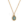 316L Surgical Stainless Steel with Natural Aventurine Pendant Necklaces WGEA815-11-2