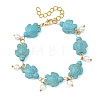 Round Shell Pearl Beads Charm Bracelets BJEW-JB14132-01-3