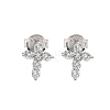 925 Sterling Silver Clear Cubic Zirconia Stud Earrings EJEW-Q032-01B-P-4