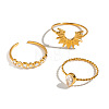 304 Stainless Steel Micro Pave Cubic Zirconia Cuff Finger Rings for Women BI8834-5