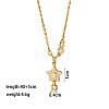 Brass Pave Clear Cubic Zirconia Star Pendant 304 Stainless Steel Cable Chain Necklaces for Women WGDE7B3-01-2