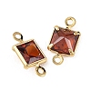 SHEGRACE Brass Pave Cubic Zirconia Square Connector Charms XGRQ2O364-440B-G-2