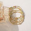 5Pcs 5 Styles Brass & Glass Beads Stretch Bracelets LM8545-1-2