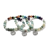Natural Mixed Gemstone Round Beaded Chakra Stretch Bracelets BJEW-K251-01-2