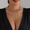 Two Tone Alloy Chain Tassel Bib Necklaces for Women WG44043-01-3