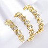 Brass Pave Clear Cubic Zirconia Flat Round Link Chain Necklaces for Women NJEW-A044-01G-2