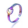 304 Stainless Steel Crescent Moon Cuff Ring RJEW-N038-056-4