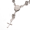 Tarnish Resistant Rosary Bead Bracelets with Cross BJEW-E282-01P-3