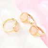 Natural Rose Quartz Finger Rings with Brass Findings G-H353-04G-06-1