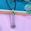 Zinc Alloy with Glass Hexagonal Bottle with Inner Natural Ametrine Chips Pendant Black PU Leather Cord Necklaces ZW0534-9-1