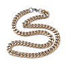 10MM 201 Stainless Steel Cuban Link Chain Necklaces for Women Men NJEW-F360-01G-4