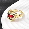 Glass Cuff Open Rings RJEW-P178-01C-G-3