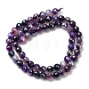 Electroplated Natural Agate Beads Strands G-B191-A07-6mm-10-4