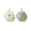Natural Flower Amazonite Pendants G-P588-02G-10-1