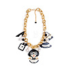 Acrylic Lady Perfume Bottle High Heel and Imitation Pearl Pendant Bib Necklaces with Alloy Chains for Women FS-WGDF0C3-03-1